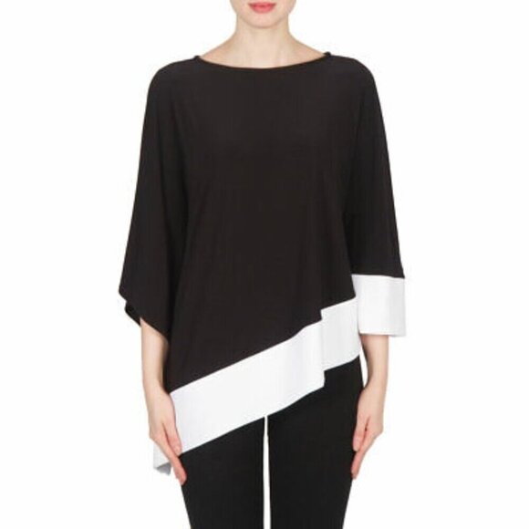Joseph Ribkoff Womens S/M Two Tone Asymmetrical Loose Top - Picture 1 of 12